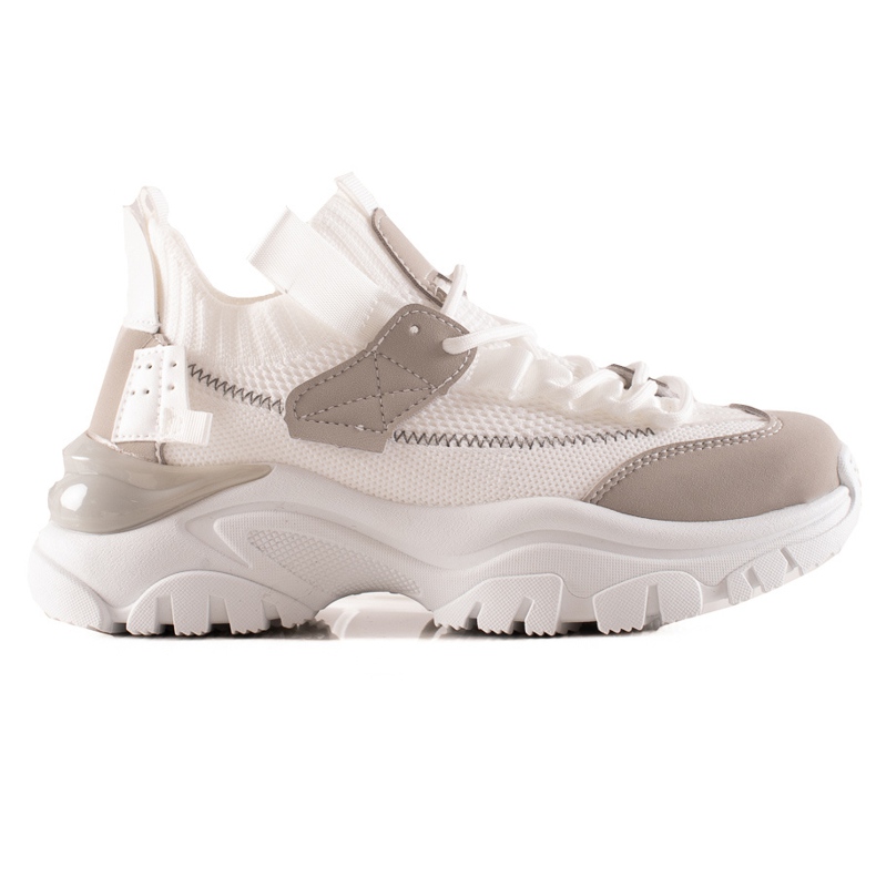 TRENDI Lace-up fashionable sneakers beige white TRENDI Lace-up fashionable sneakers beige white