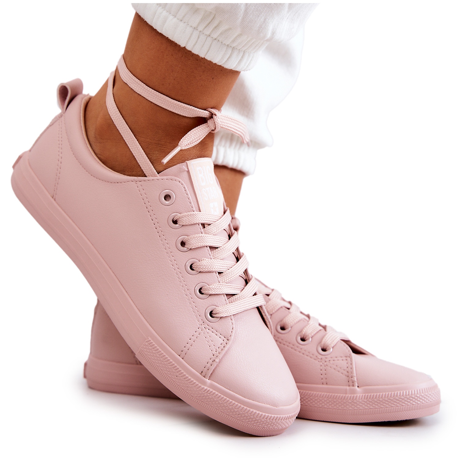 Women's leather sneakers Big Star JJ274071 light pink