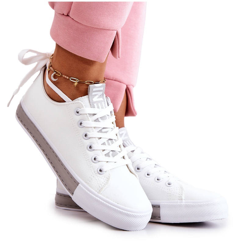 PS1 Women's Leather Sneakers White-Gray Mikayla grey