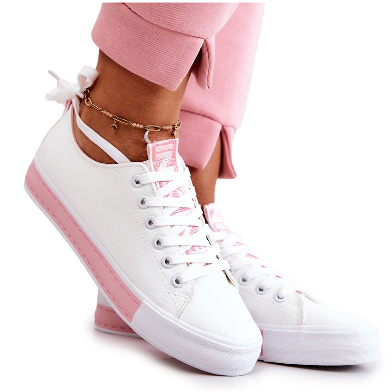 PS1 Women's Leather Sneakers White-Pink Mikayla