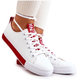 PS1 Women's Leather Sneakers White and Red Mikayla