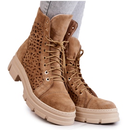 FILIPCZYK Suede openwork boots Camel Aileen brown
