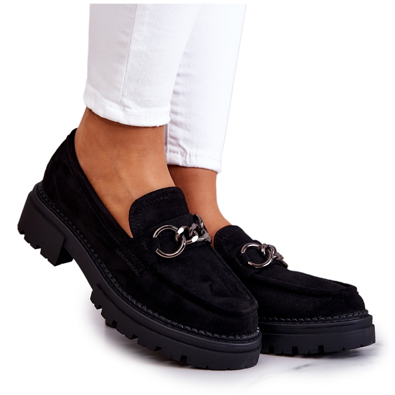 Women's Suede Loafers La.Fi Black Willows