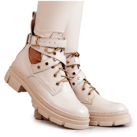FILIPCZYK Leather Women's Boots With Cutouts Light beige Everly FILIPCZYK Leather Women's Boots With Cutouts Light beige Everly