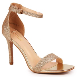 Vinceza W JAN81D golden brocade sandals on a high heel