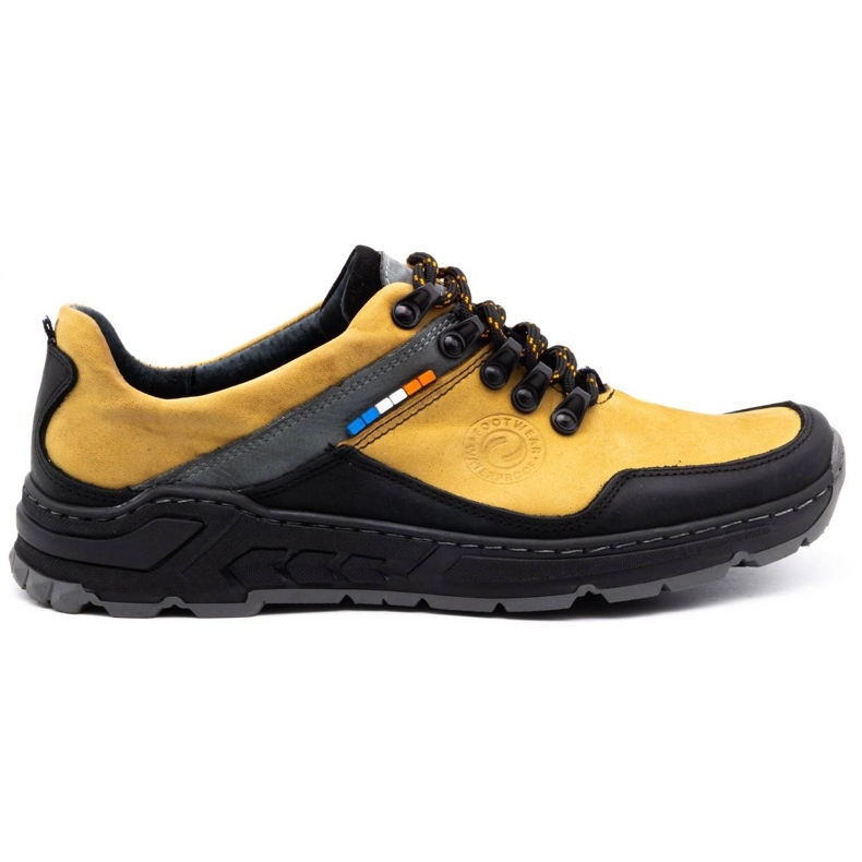 Olivier Men's leather trekking shoes 292GT yellow