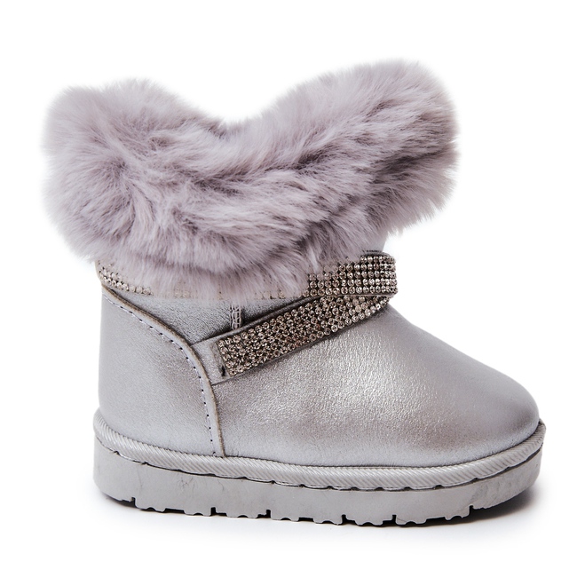 Silver Hollee Children's Snow Boots With Cubic Zirconia grey Silver Hollee Children's Snow Boots With Cubic Zirconia grey
