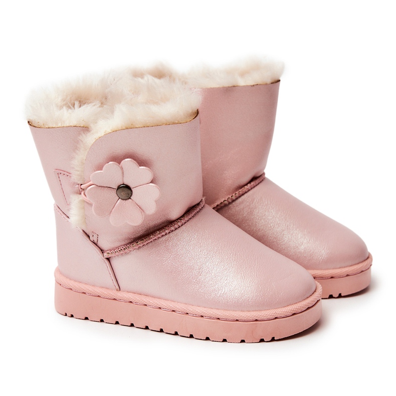 FR1 Children's Snow Boots With Flower Pink Bianca