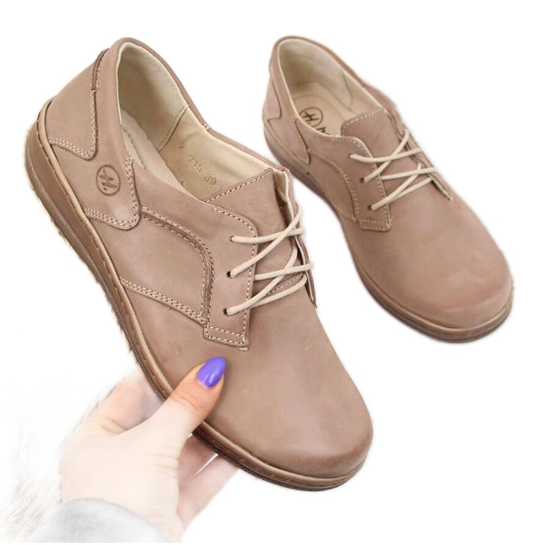 Comfort leather shoes Helios 715 beige Comfort leather shoes Helios 715 beige