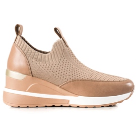 Textile Snakers On The VINCEZA Wedge beige