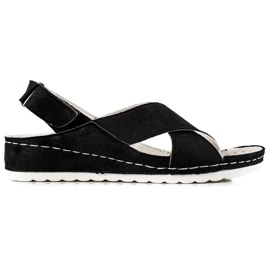 Suede Sandals With Velcro VINCEZA black Suede Sandals With Velcro VINCEZA black