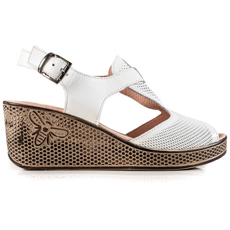 TRENDI Leather Wedge Sandals white TRENDI Leather Wedge Sandals white