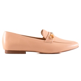 Ideal Shoes Elegant Loafers With Cubic Zirconia beige