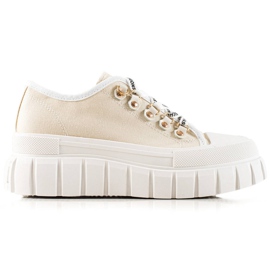 TRENDI Lace-up Sneakers On The Platform beige
