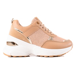 Diamantique Stylish Sneakers On The Platform beige