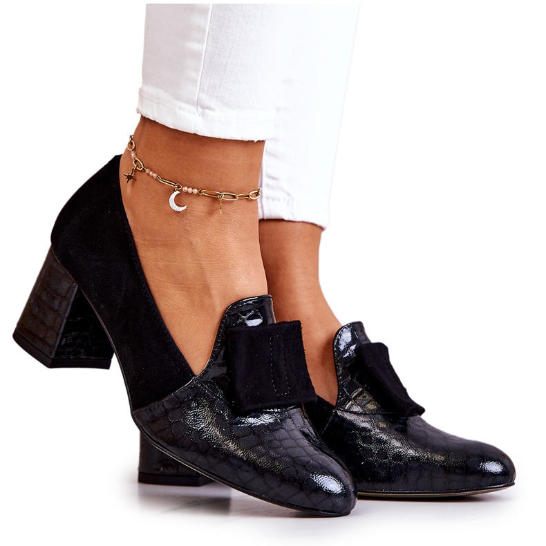 PA2 Black Diana Suede Snakeskin Pumps PA2 Black Diana Suede Snakeskin Pumps