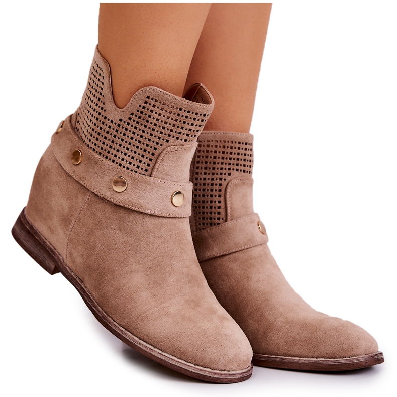 S.Barski Openwork Women's Spring Boots Beige Royale