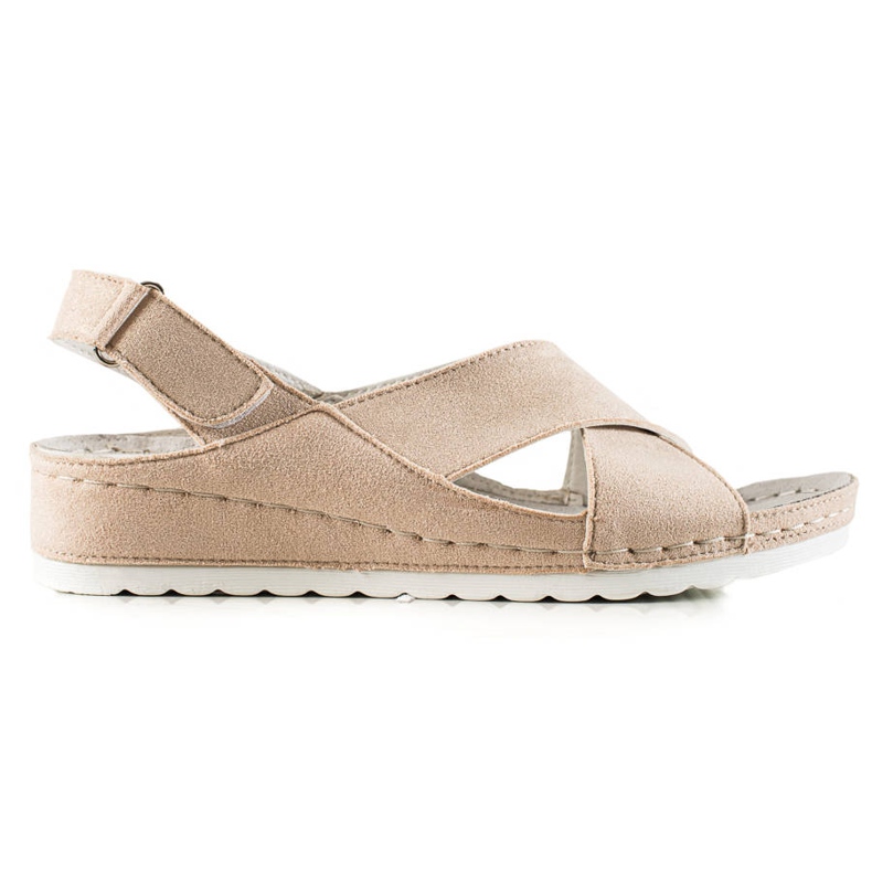 Suede Sandals With Velcro VINCEZA beige