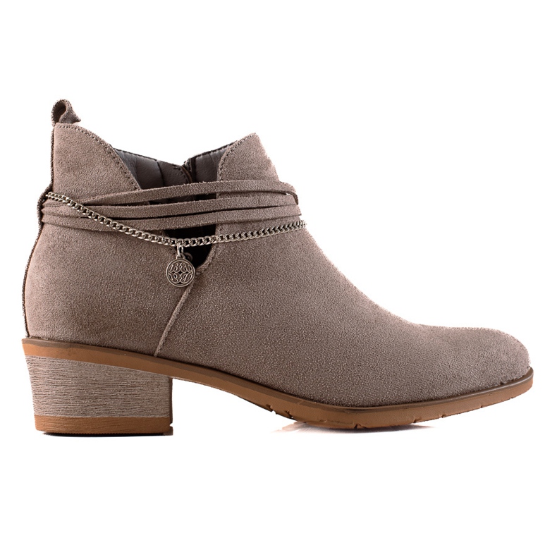 Filippo Suede Booties With A Decorative Chain beige
