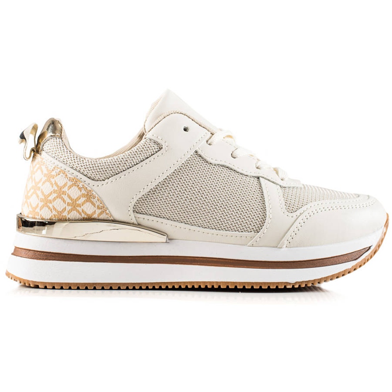 Diamantique Beige Sneakers With Mesh