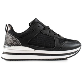 Diamantique Black Sneakers With Mesh