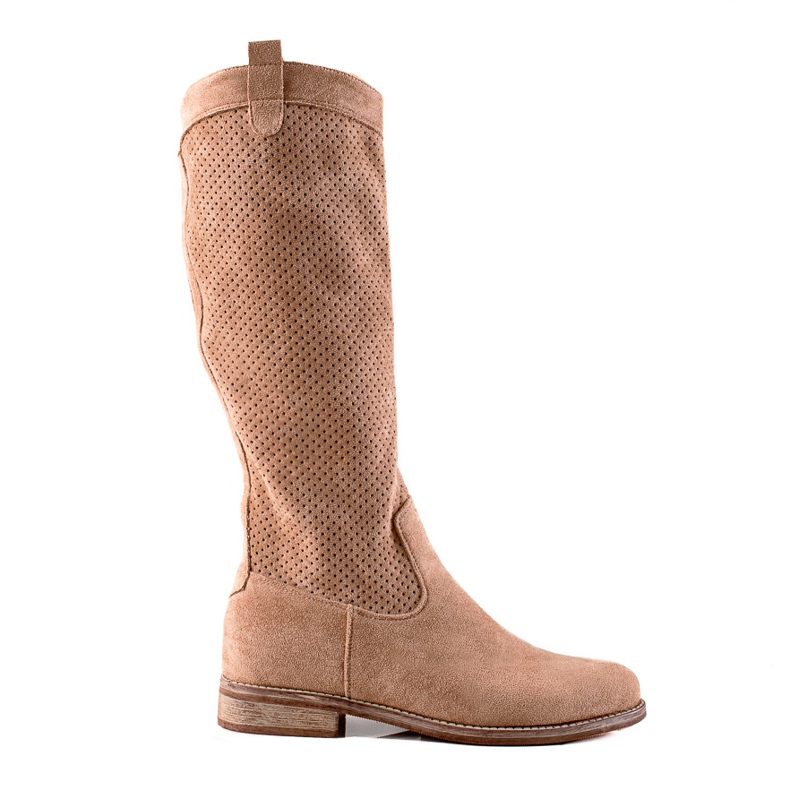 S. BARSKI Openwork Suede Boots by S.BARSKI beige brown