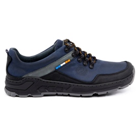 Olivier Men's leather trekking shoes 292GT navy blue