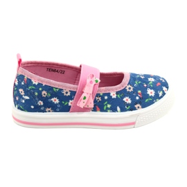 American Club Girls' ballerinas sneakers with a bow in flowers blue