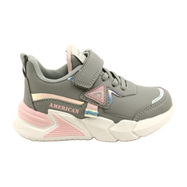 American Club Velcro sports shoes with hologram AA24/22 gray grey American Club Velcro sports shoes with hologram AA24/22 gray grey