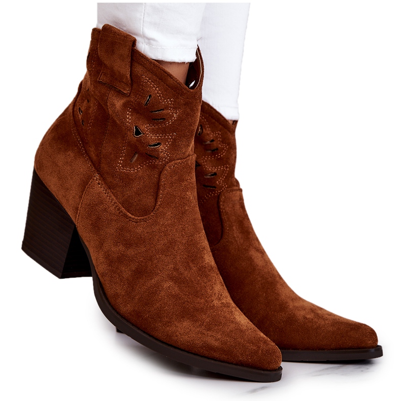 S.Barski Suede Women's Cowboy Boots Camel Devon brown