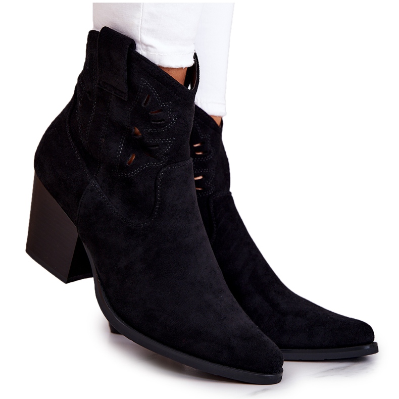 S.Barski Suede Women's Black Cowboy Boots Devon