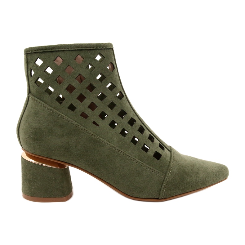 M.Daszyński Women's Daszyński MR2168A-3 Suede Green openwork boots