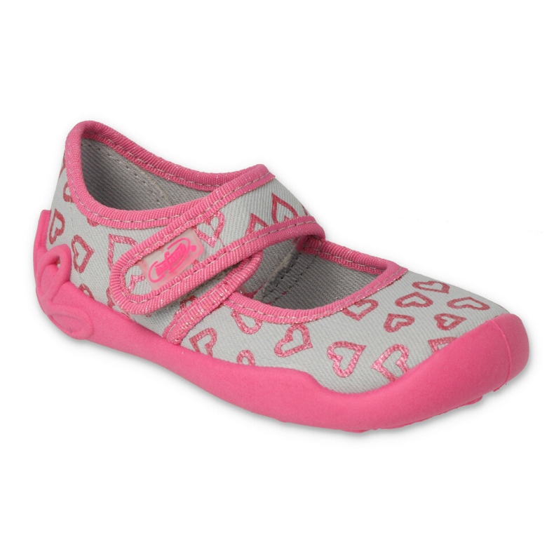Befado children's slippers with Velcro in the hearts 123x070 pink