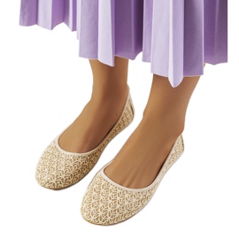 Beige shiny Chuwi lace ballerinas
