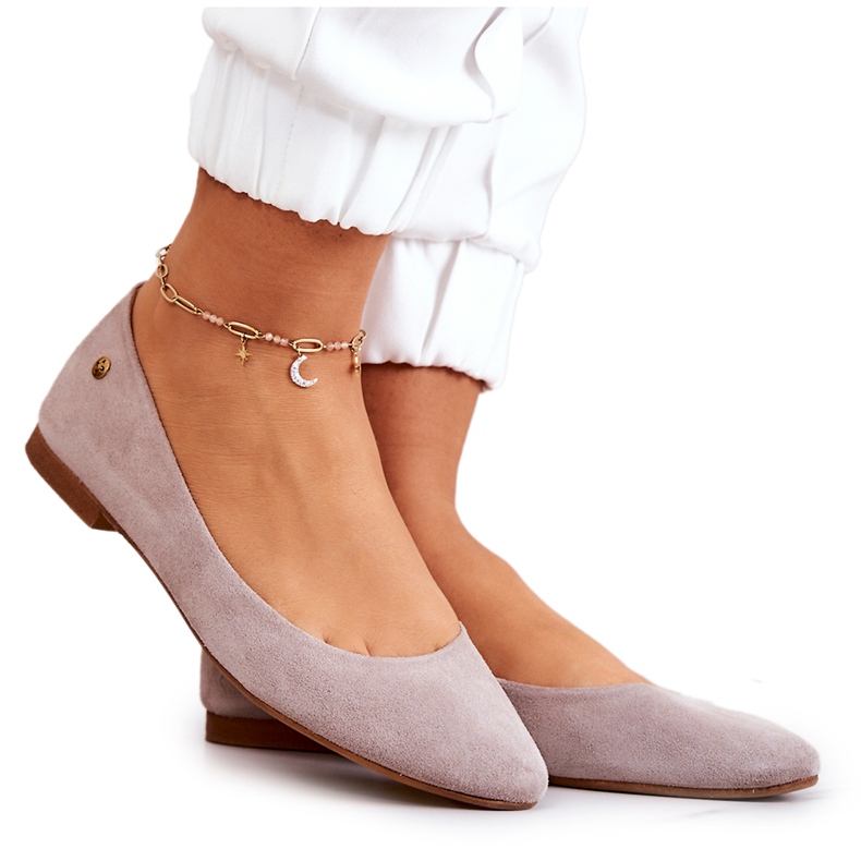 Women's Suede Ballerinas Maciejka 04100-42 Beige
