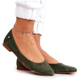 Women's Suede Ballerinas Maciejka 04100-45 Khaki green