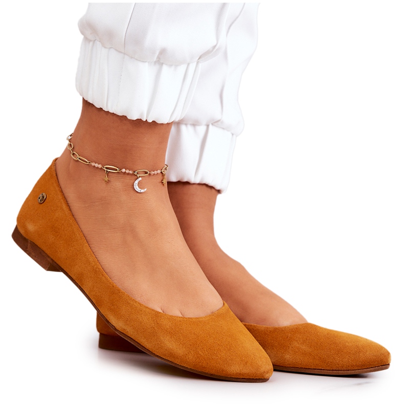Women's Suede Ballerinas Maciejka 04100-44 Dark yellow multicolored