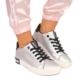 Low-top sneakers with eco leather Big Star W II274034 silver