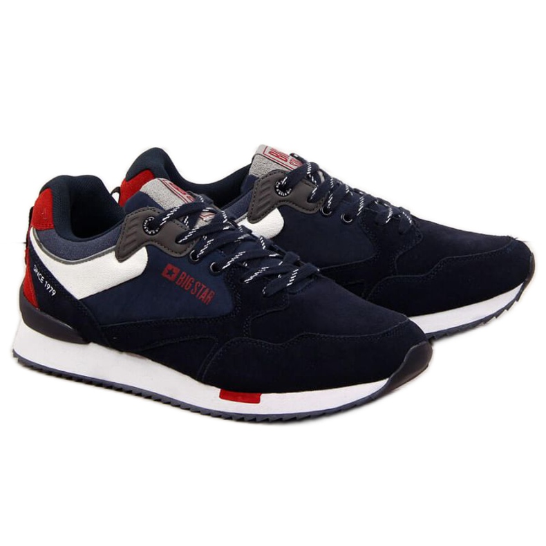 Leather sports shoes Big Star M II174190 navy blue