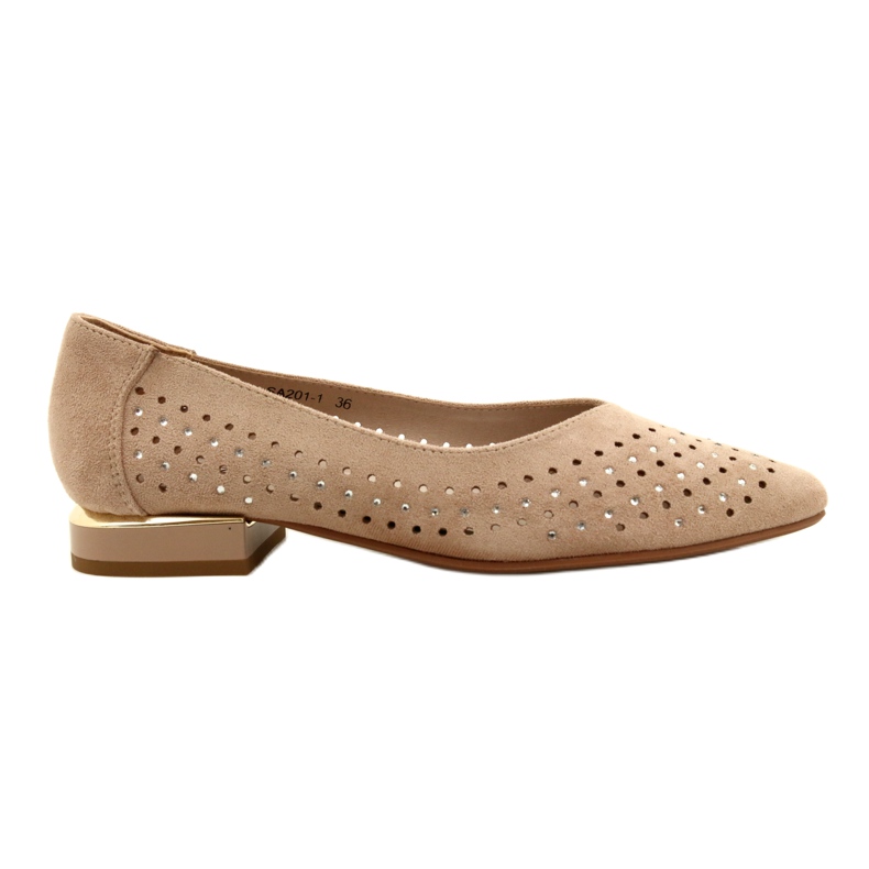 M.Daszyński Openwork Ballerinas with sequins Daszyński SA201-1 Beige