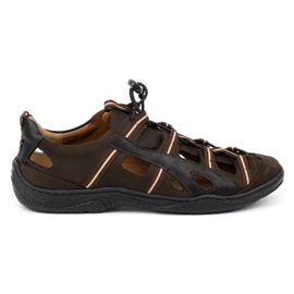 Kampol Men's shoes leather sandals 26KAM brown