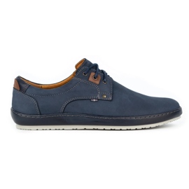 Kampol Men's casual leather 24KAM navy blue shoes