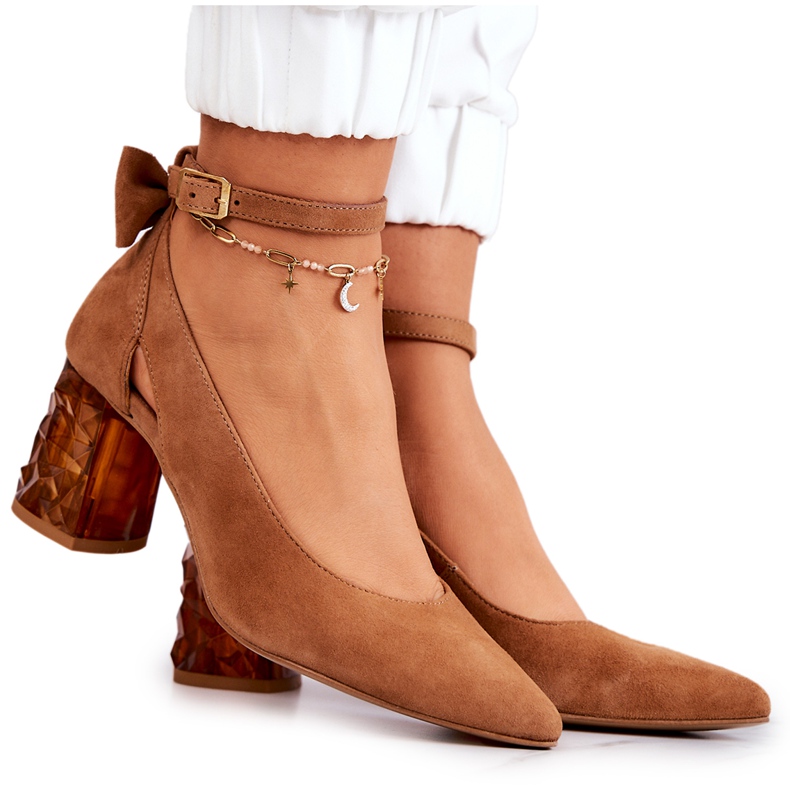 Suede Pumps With A Bow Maciejka 05059-29 Brown