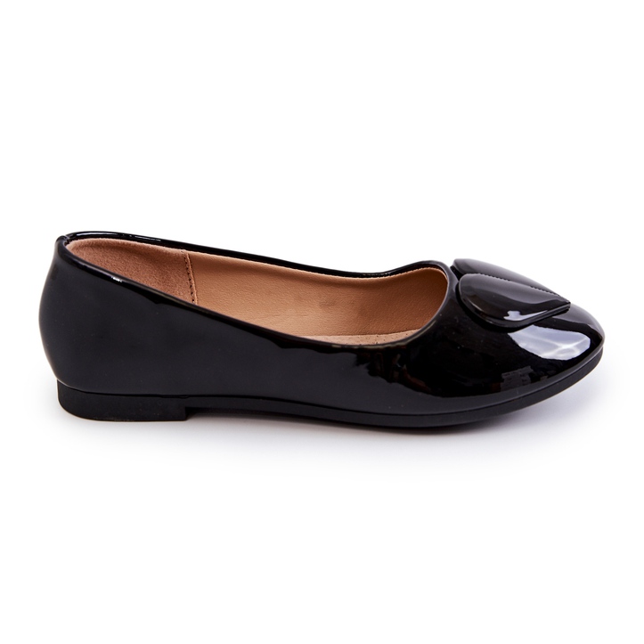 Vinceza Lacquered Children's Ballerinas With Heart Black Corty Vinceza Lacquered Children's Ballerinas With Heart Black Corty