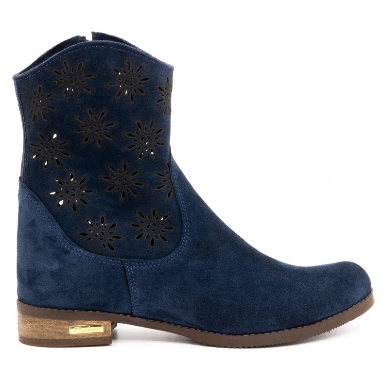 Olivier Comfortable Janet navy blue openwork boots