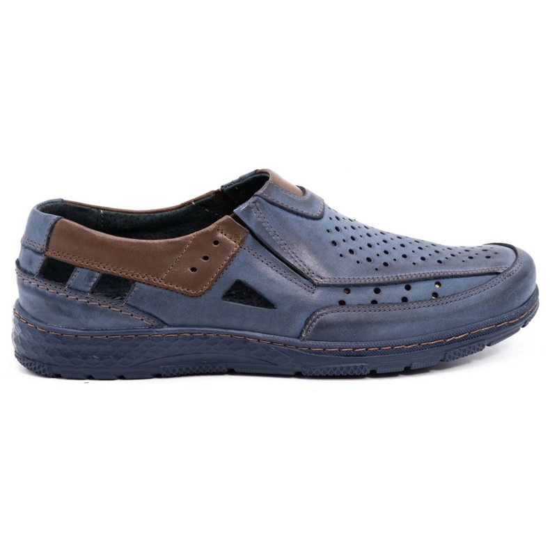 Olivier 893MP navy blue leather moccasin men's shoes brown