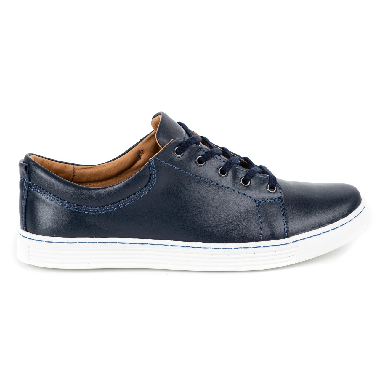 Olivier Men s leather casual shoes 946MA navy blue