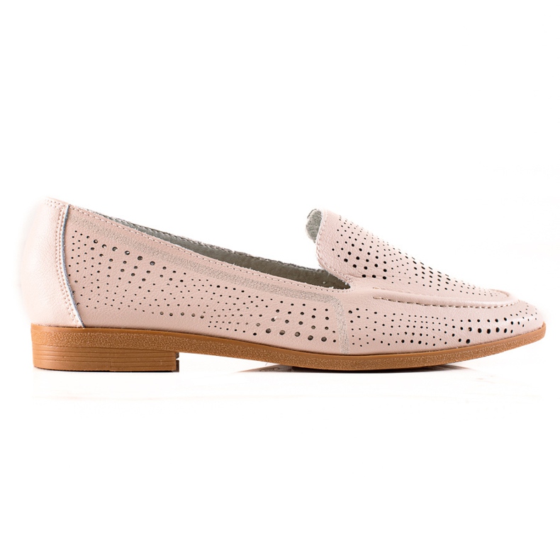 Goodin Leather loafers with an openwork pattern beige
