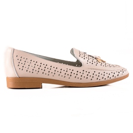 Goodin Leather Loafers With Ornament beige