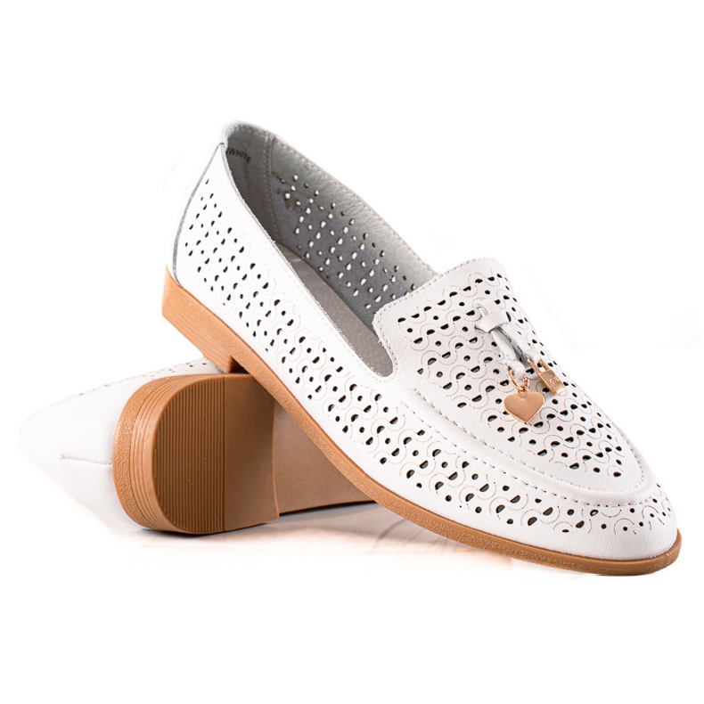 Goodin Leather Loafers With Ornament white